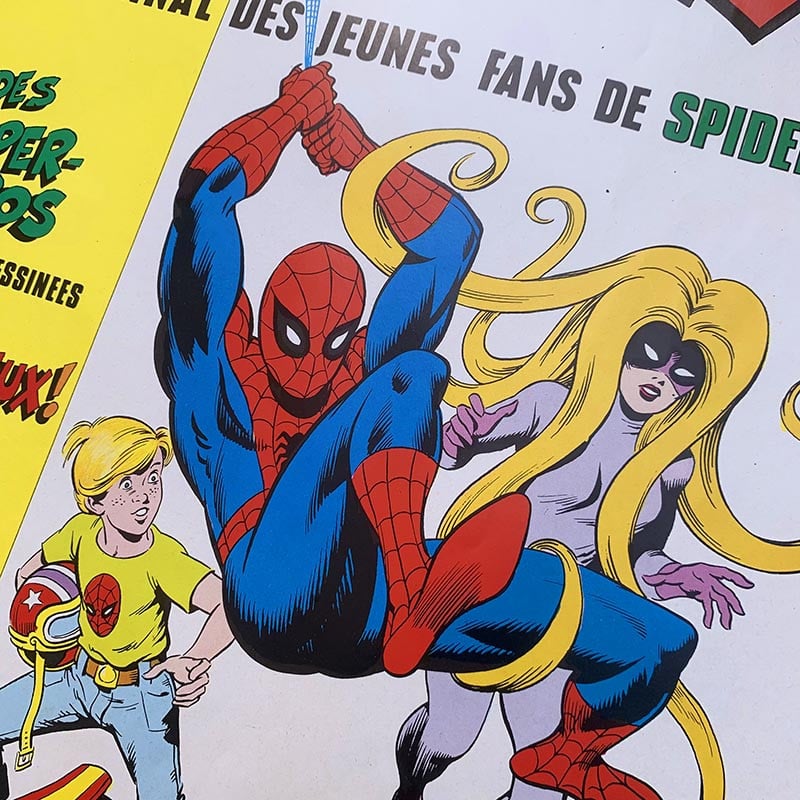 affiche ancienne papier marvel editions lug spiderman spidey 1979 magazine strange poster