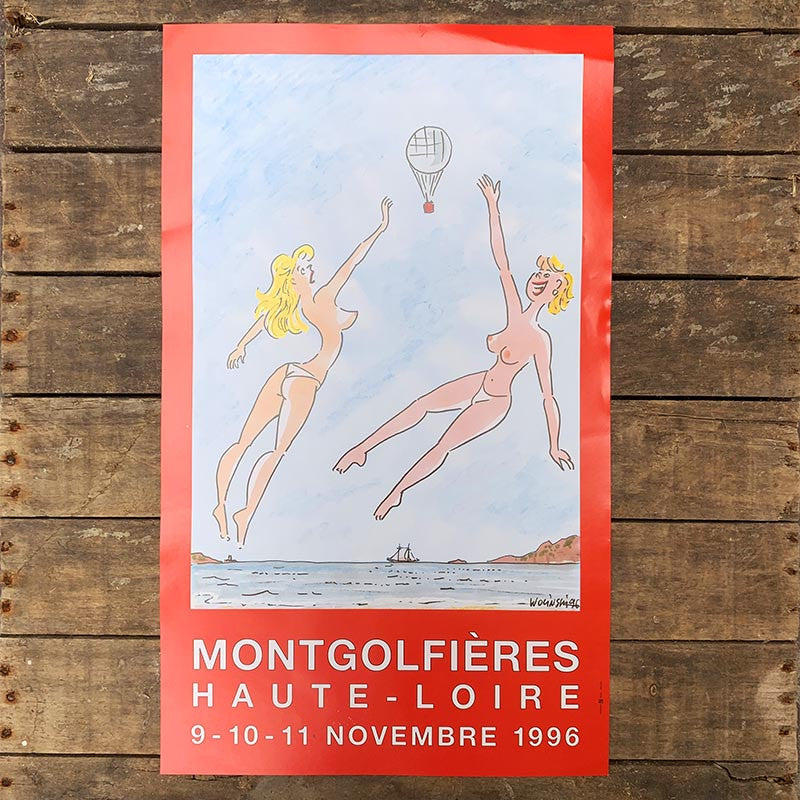 affiche evenement montgolfieres haute loire 1996 illustration illustrée wolinski femmes rouge