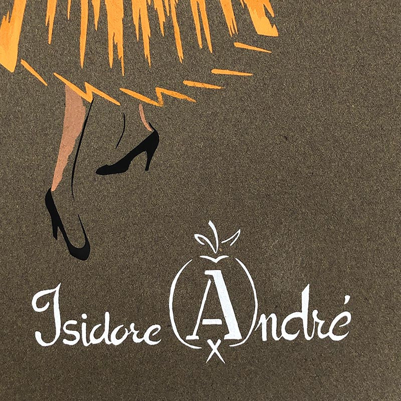 affiche pochoir illustration illustrée tissu isidore andré paris orange jaune 1950 1959 tissus