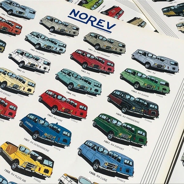 affiche ancienne papier renault R4 4L norev miniature vintage 1993 1994