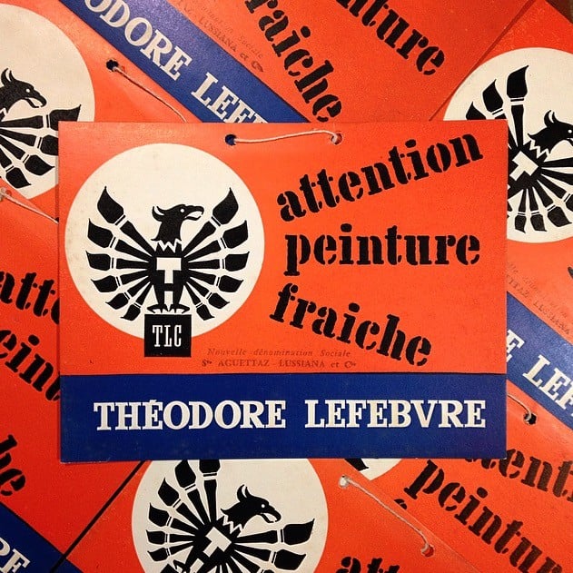 attention peinture fraiche ancien vintage papier théodore lefebvre affiche affichette Imprimerie 1960