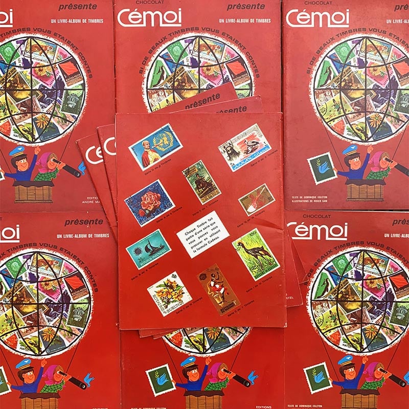 album cémoi rouge timbres vignettes épicerie ancien ancienne papier stock vintage 1960 chocolat cémoi