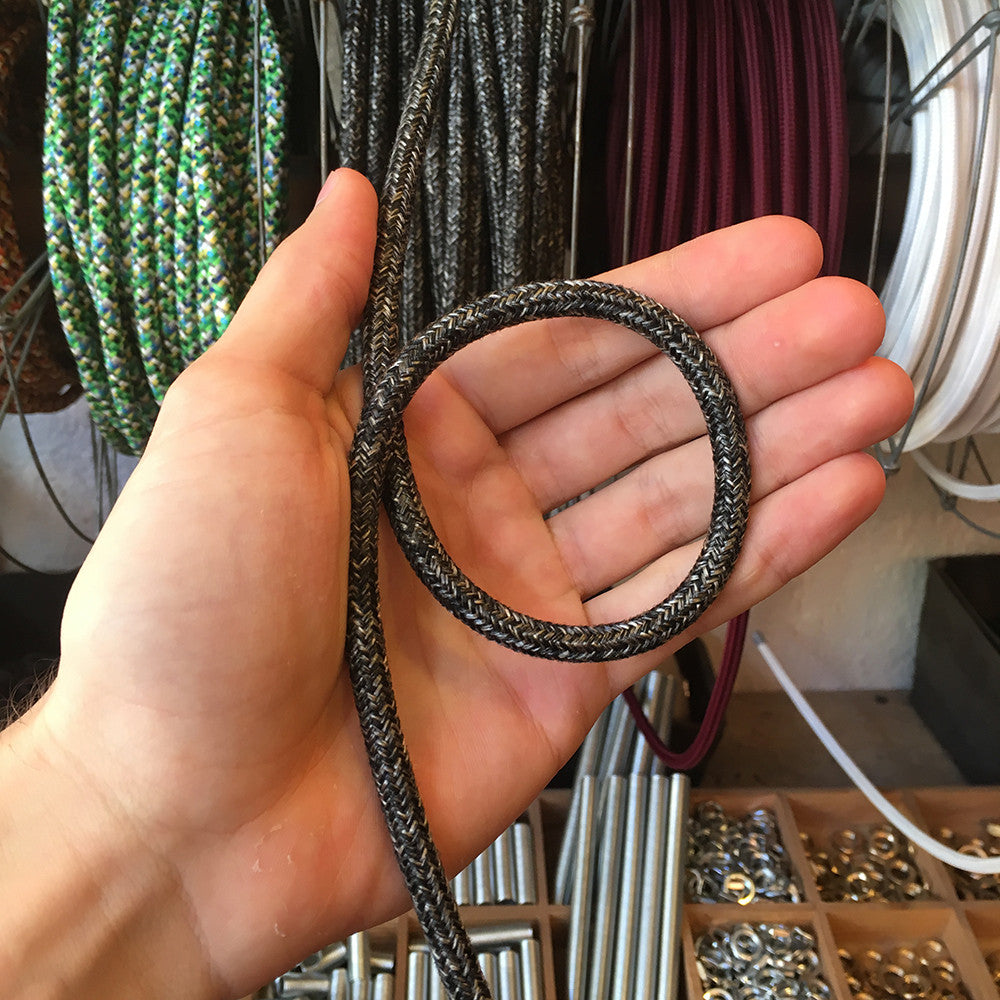 cable electrique couleur fil textile vintage tissu anthracite rond coloré lumiere lampe