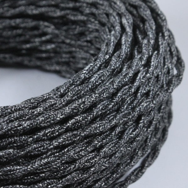 cable electrique couleur fil textile vintage tissu anthracite torsadé coloré lumière lampe
