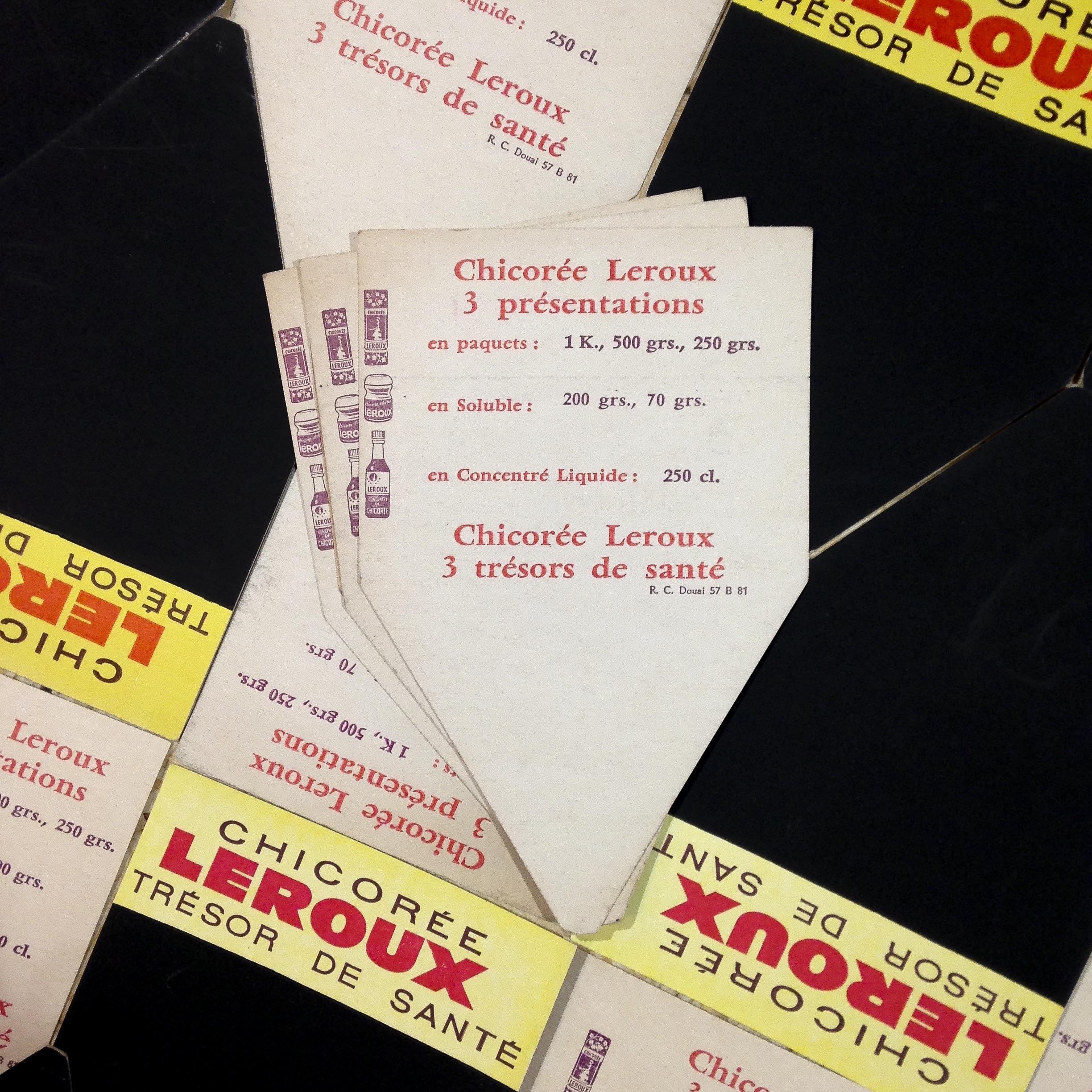 ardoise étiquette prix craie ancien vintage carton chicorée leroux épicerie 1960