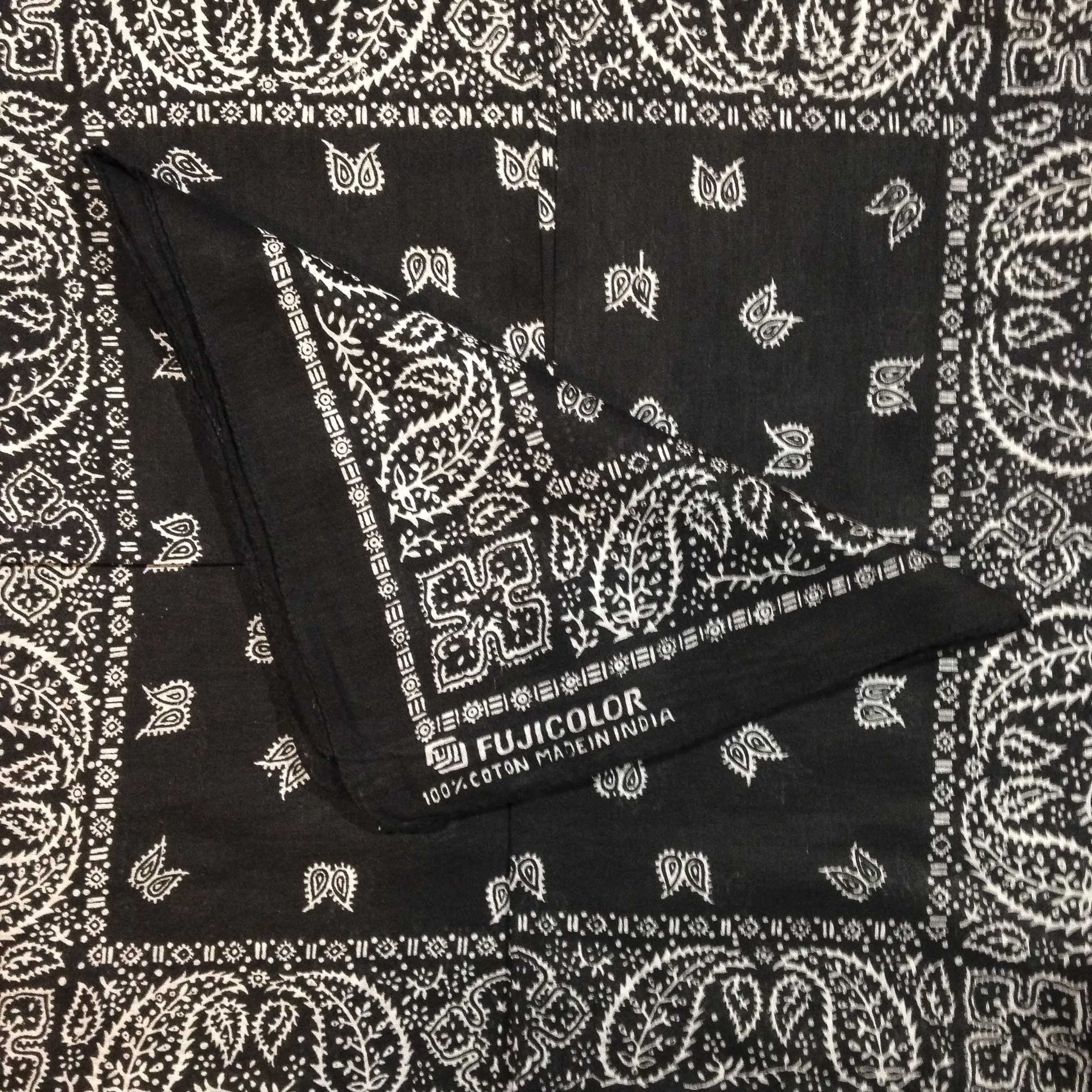 fujicolor noir bandana tissu textile ancien vintage magasin photo 1990