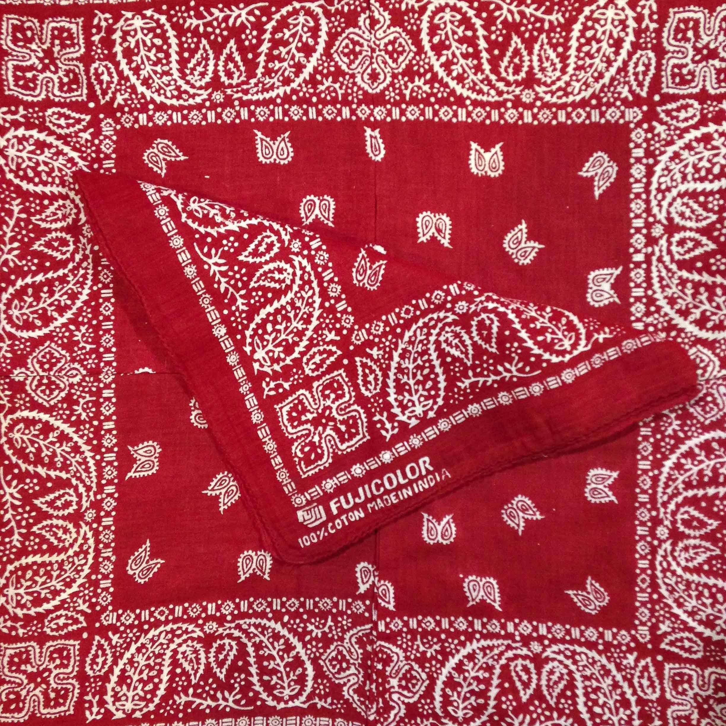 fujicolor rouge bandana tissu textile ancien vintage magasin photo 1990