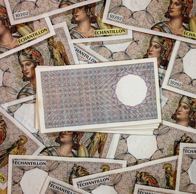 billet athéna athena 10202 factice échantillon ancien 1980 banque de france distributeur automatique dab filigrane zeus