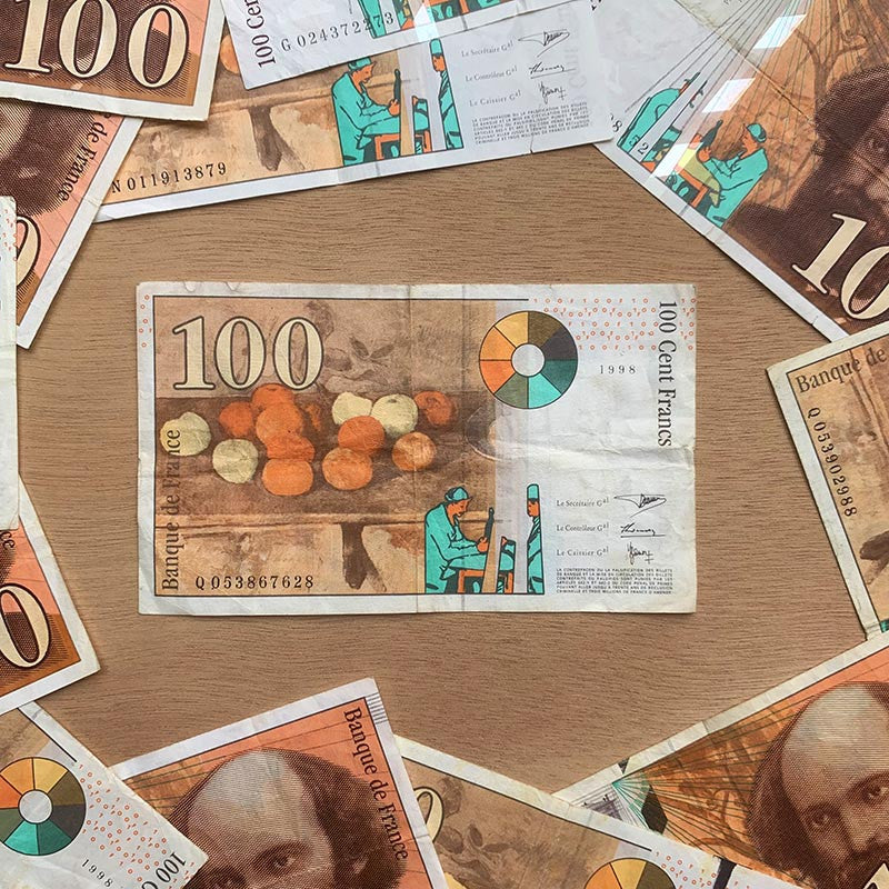 billet 100 francs paul cézanne france ancien vintage collection papier illustration 1997 1998 1999