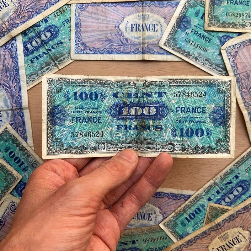 Billet Drapeau Dollar 100 Francs 1944