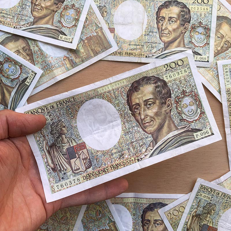 billet 200 francs montesquieu france ancien vintage collection papier illustration 1981 1994