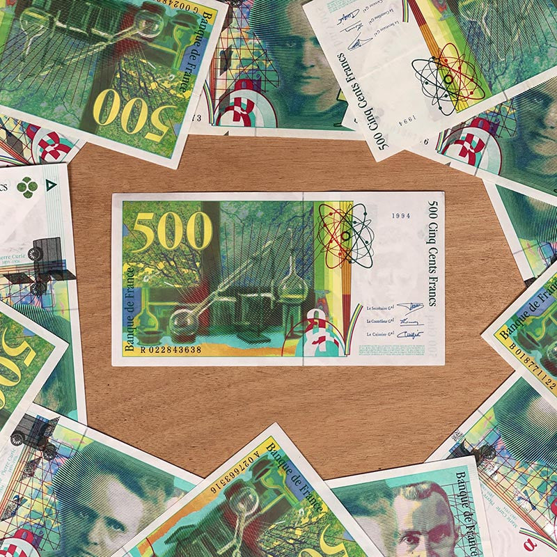 billet 500 francs pierre et marie curie france ancien vintage collection papier illustration1994 2000