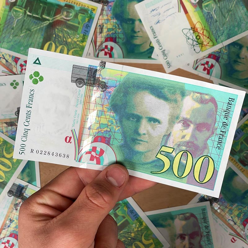 billet 500 francs pierre et marie curie france ancien vintage collection papier illustration1994 2000