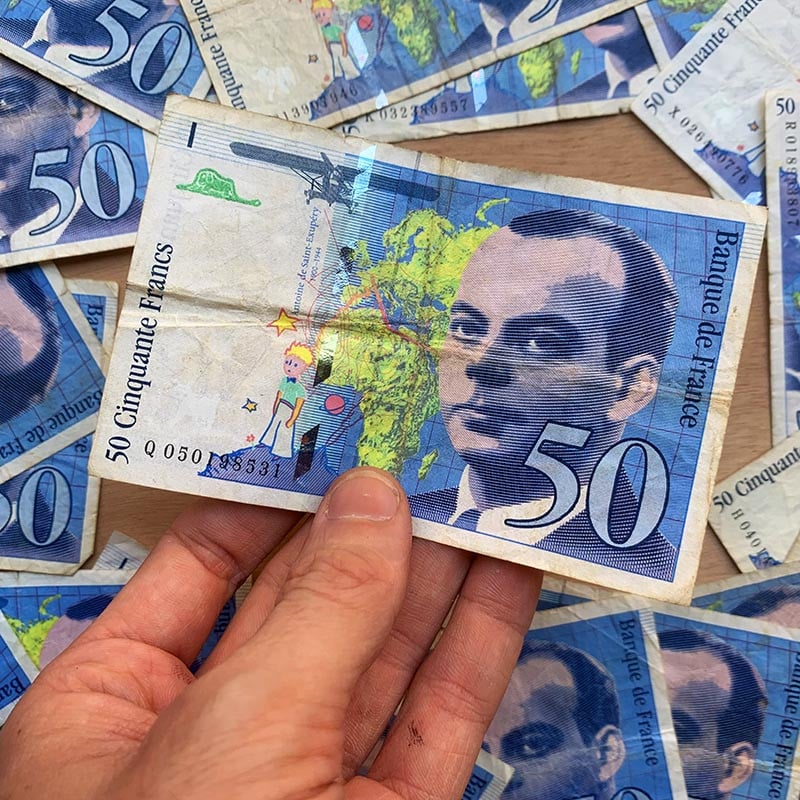 billet 50 francs antoine de saint exupéry france ancien vintage collection papier illustration 1992 1999