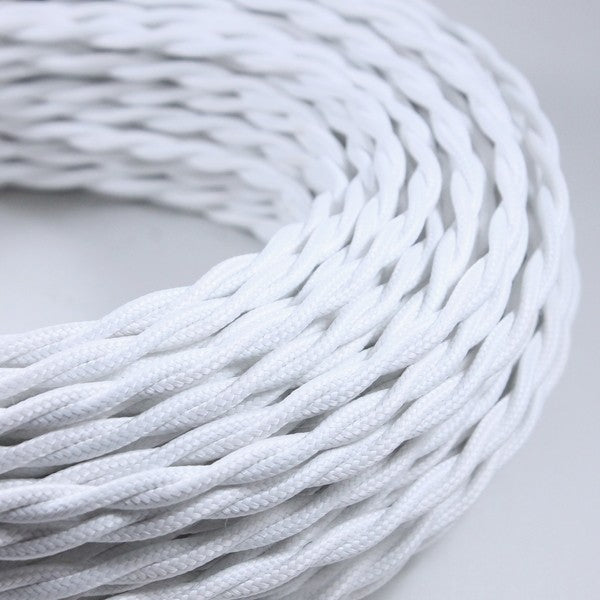 cable electrique couleur fil textile vintage tissu blanc torsadé decoration vintage coloré lampe luminaire