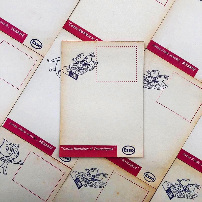bloc notes ancien brocante esso huile station service ancienne garage vintage 1950 1960