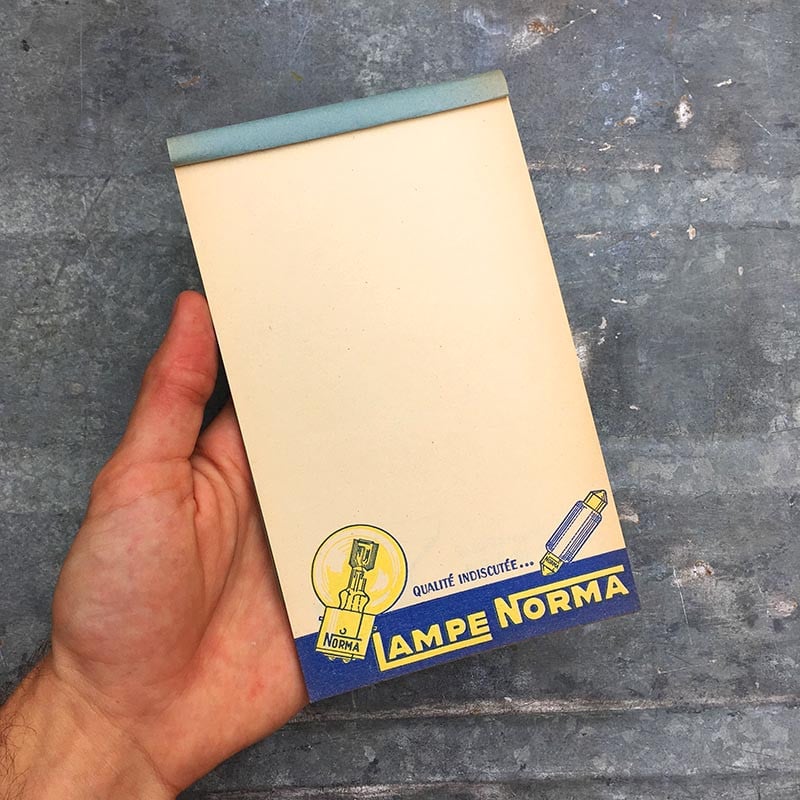 facture facturette bloc note lampe norma ampoule voiture garage vintage 1960 1970