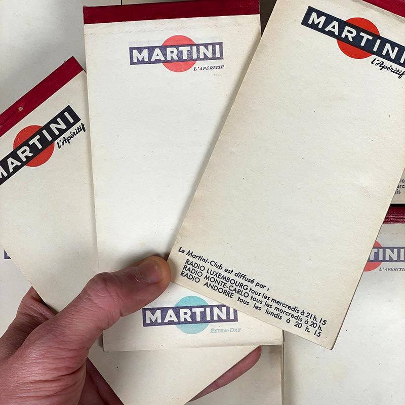 bloc notes ancien publicitaire bar brasserie alcool martini vintage 1960