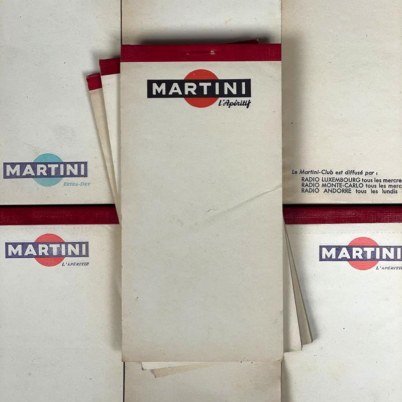 bloc notes ancien publicitaire bar brasserie alcool martini vintage 1960