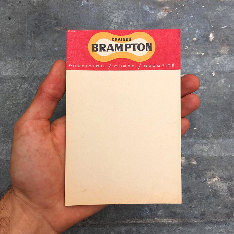 facture facturette bloc note brampton chaine velo garage vintage 1960 1970