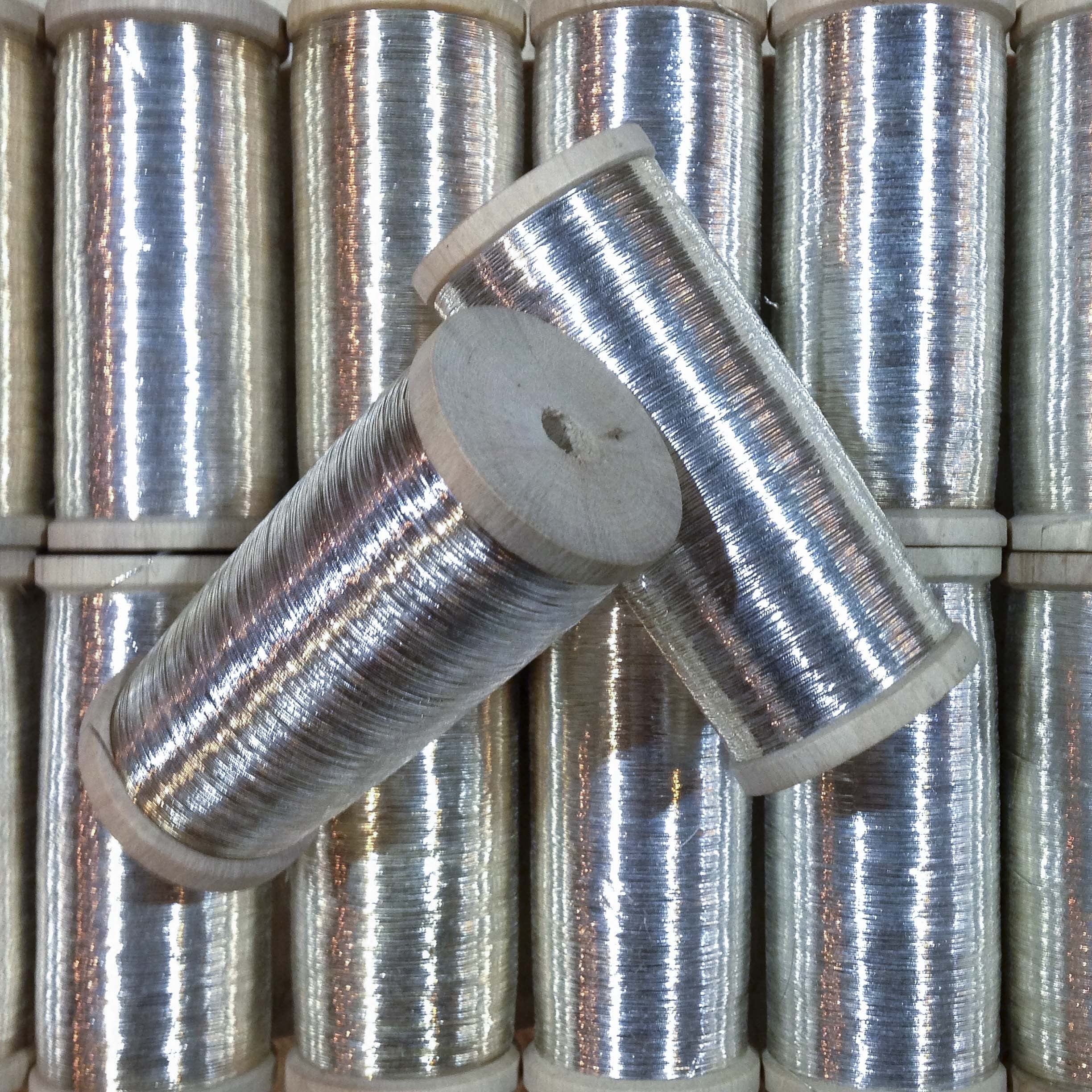 bobine fil métallique mercerie militaire bain argent ancien vintage 1920