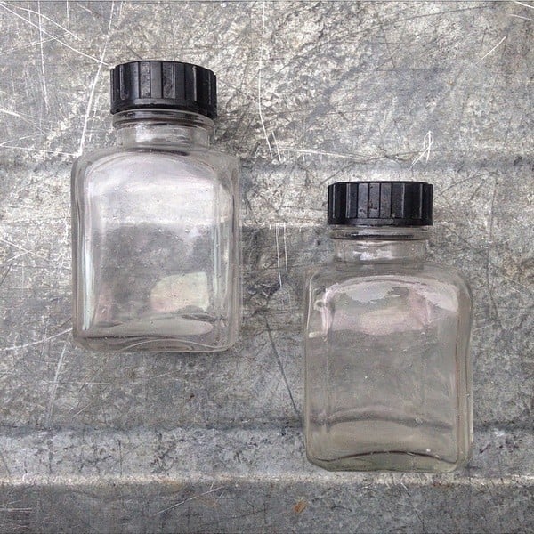 petit bocal flacon verre transparent clair 1930 armée vintage 125ml 0.125l ether pharmacie