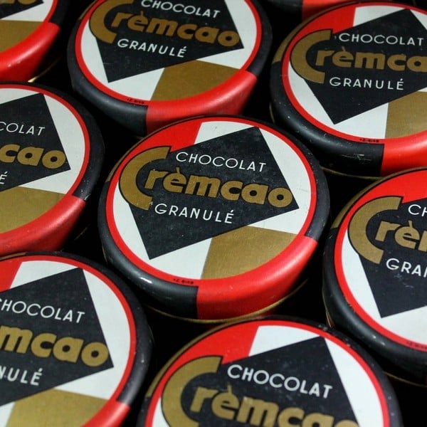boite ancienne de chocolat cremcao granulé pelloux prayer grenoble vintage 1950 1960 epicerie