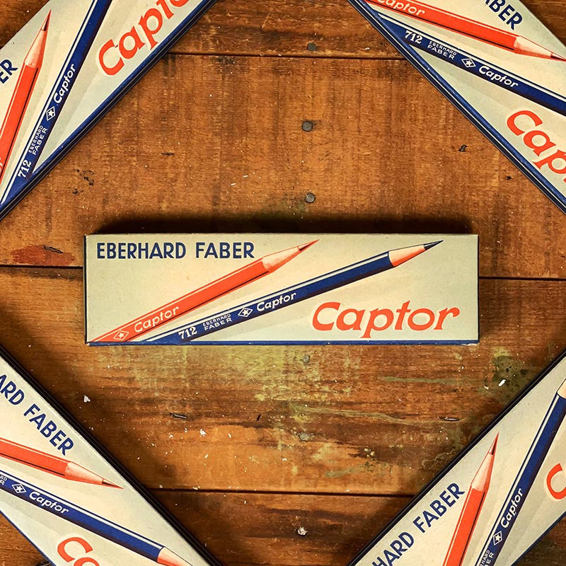 boite de crayons à papier ancien ebershard faber captor 1950 1940 papeterie ancienne bureau école