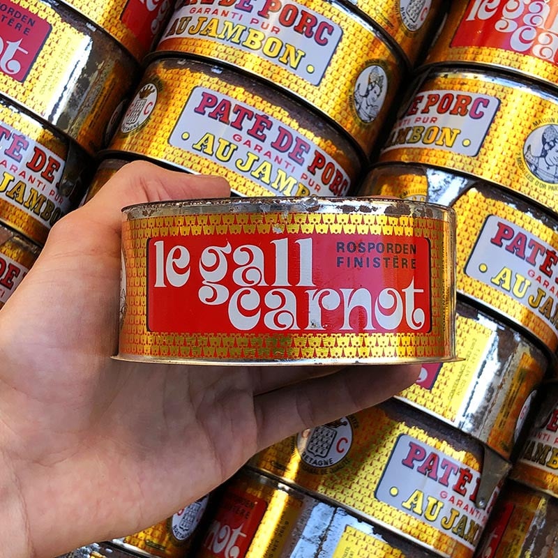 boite conserve paté pur porc jambon le gall carnot epicerie ancienne vintage 1950 vintage lithographie ronde