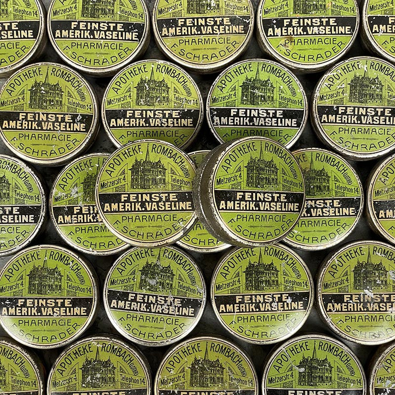 boite ronde métallique métal f schrader ancienne petite pharmacie 1930 amerik vaseline