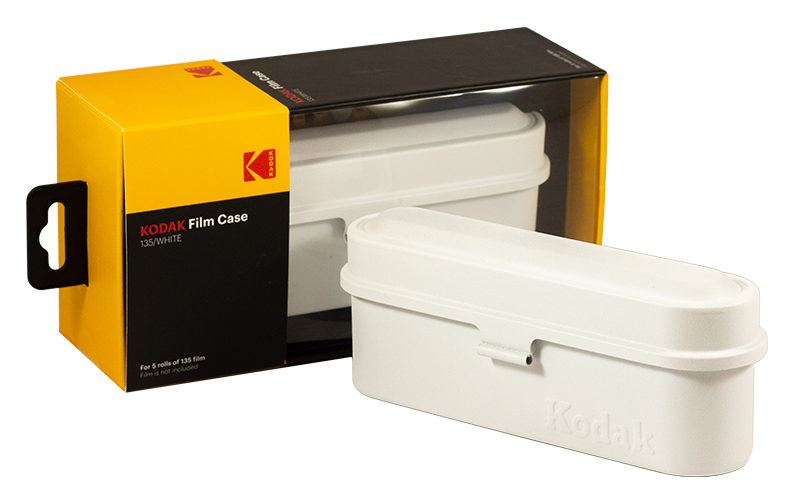 boite de rangement kodak case 5 pellicules 35mm métal métallique vintage argentique blanc crème