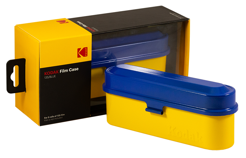 boite de rangement kodak case 5 pellicules 35mm métal métallique vintage argentique bleu