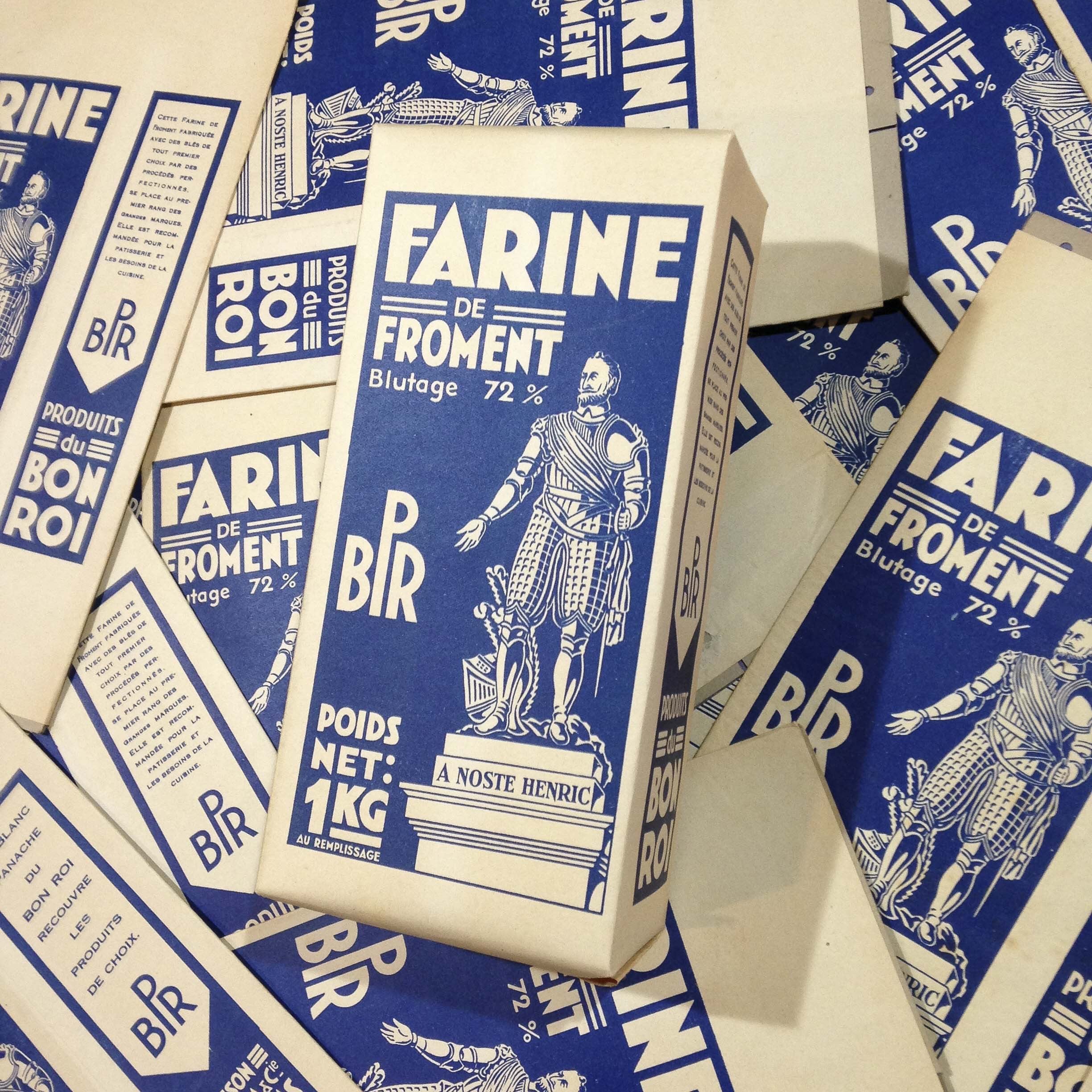 boite farine froment ancien papier vintage épicerie 1950