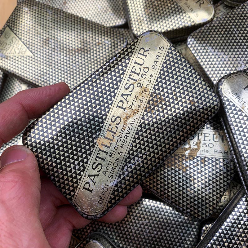 boite métal métallique ancien vintage pastilles pasteur paris pectorales mineur mine de carmaux 1920 1930
