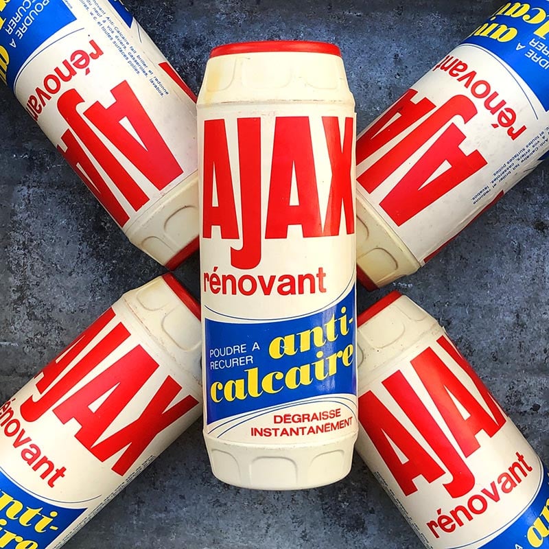 boite paquet ancien ajax rénovant anti calcaire 1960 poudre epicerie ancienne
