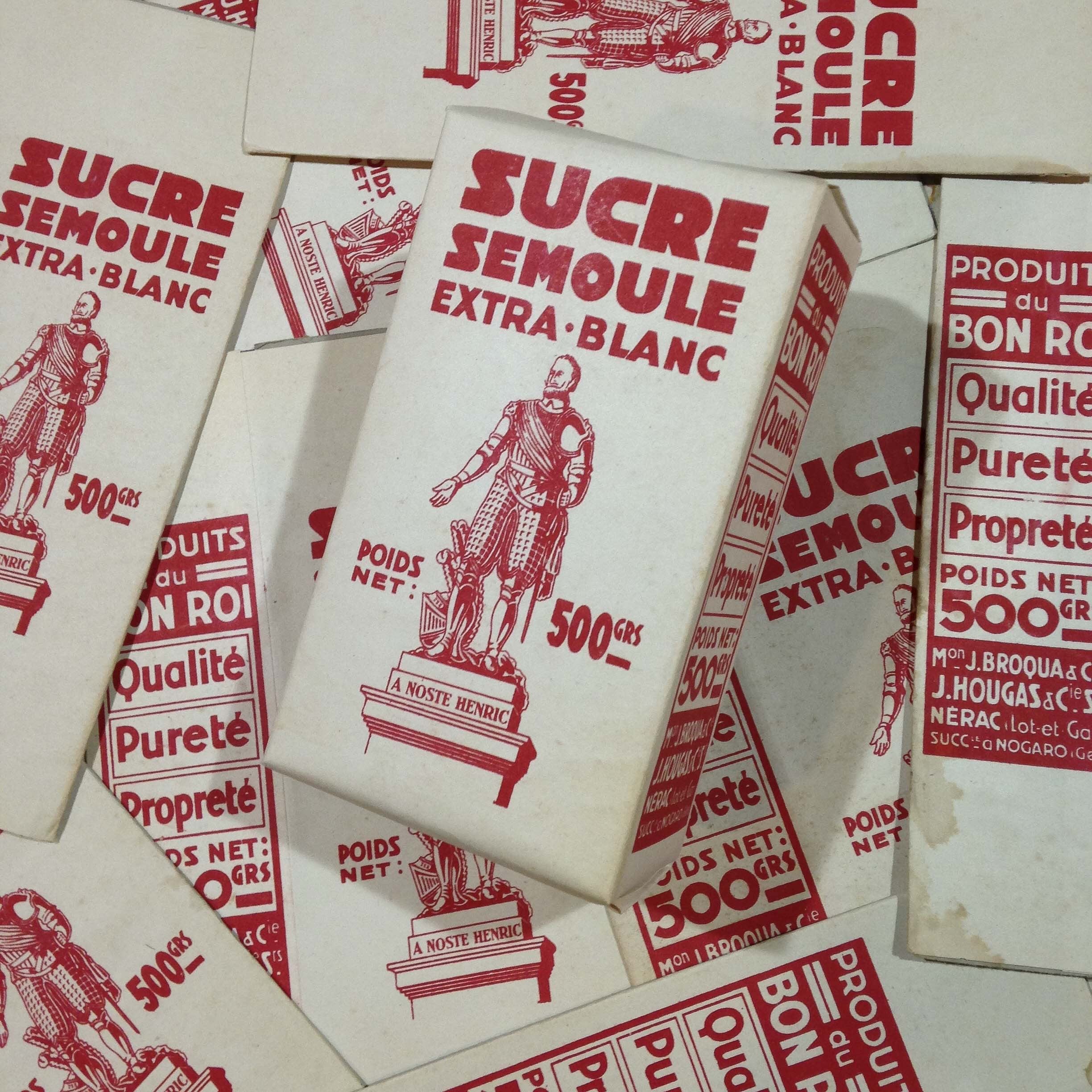 épicerie 1950 ancien vintage papier sucre semoule boite
