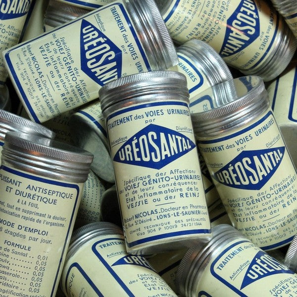 boite ureosantal pharmacie ancienne 1940 vintage ronde aluminium