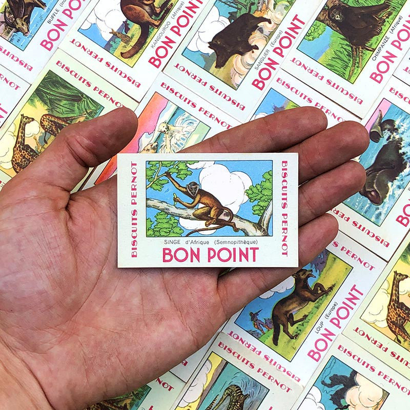 bon point biscuits pernot ancien vintage 1940 1950 école écolier animal animaux illustration
