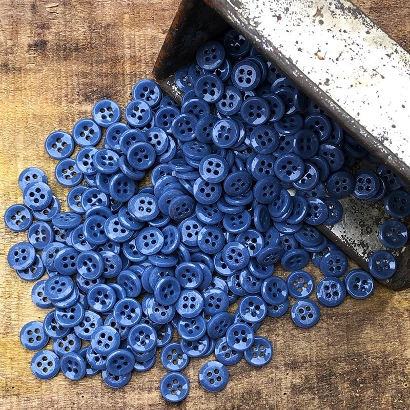Bouton en Verre Bleu 12mm 1930