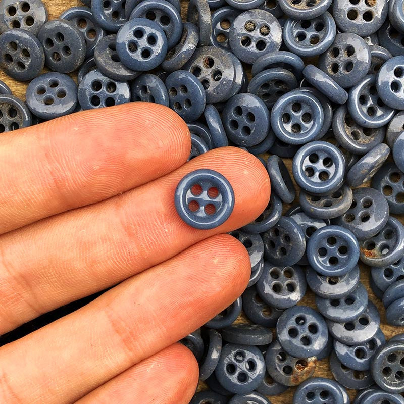 Bouton en Verre Bleu Foncé 10mm 1930