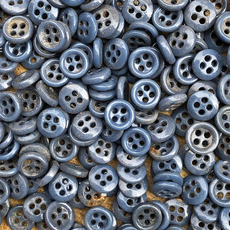 Bouton en Verre Bleu Foncé 10mm 1930