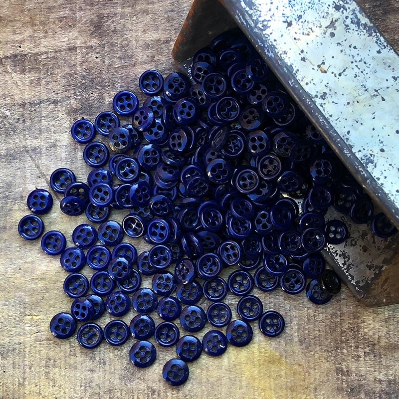 Bouton en Verre Bleu Foncé 10mm 1930