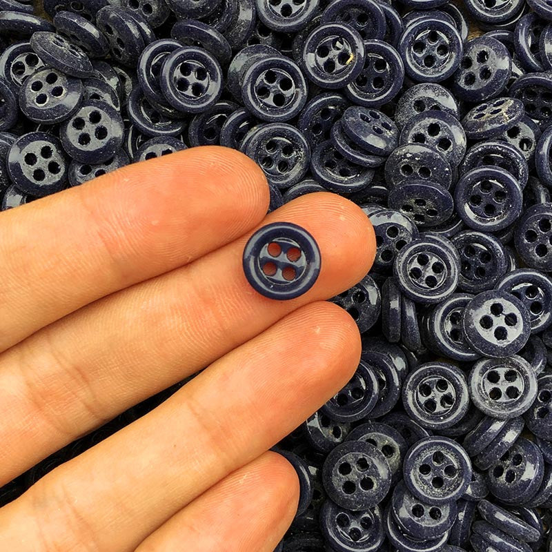 Bouton en Verre Bleu Nuit 11mm 1930