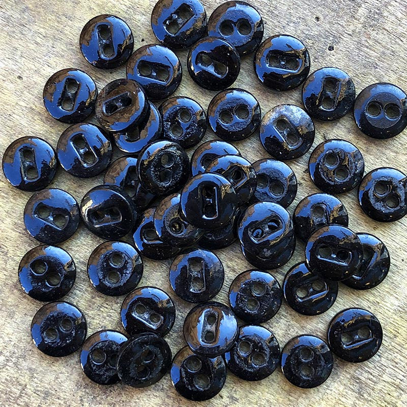 Bouton en Verre Noir 10mm 1930