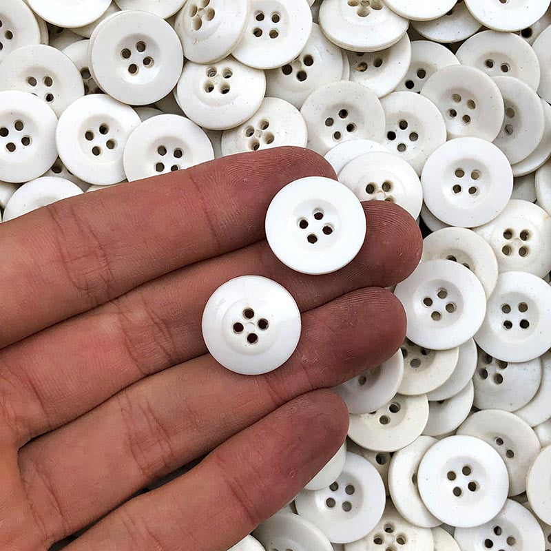 bouton ancien plastique blanc 17mm 1950 armée vintage
