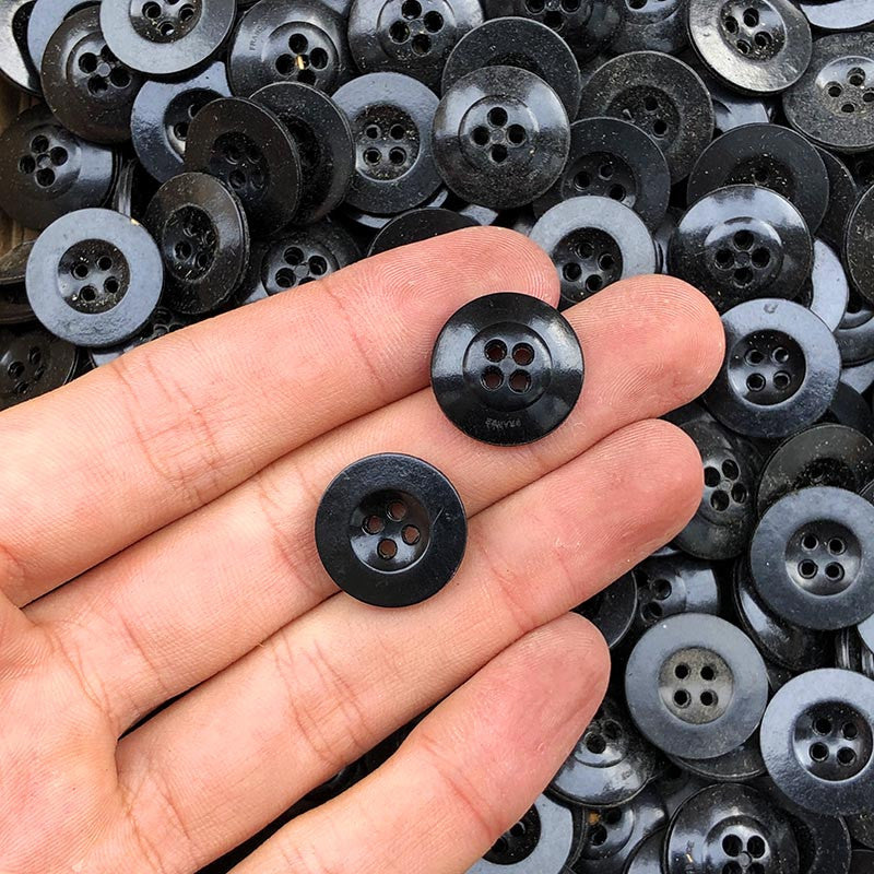 bouton ancien plastique noir 17mm 1950 armée vintage