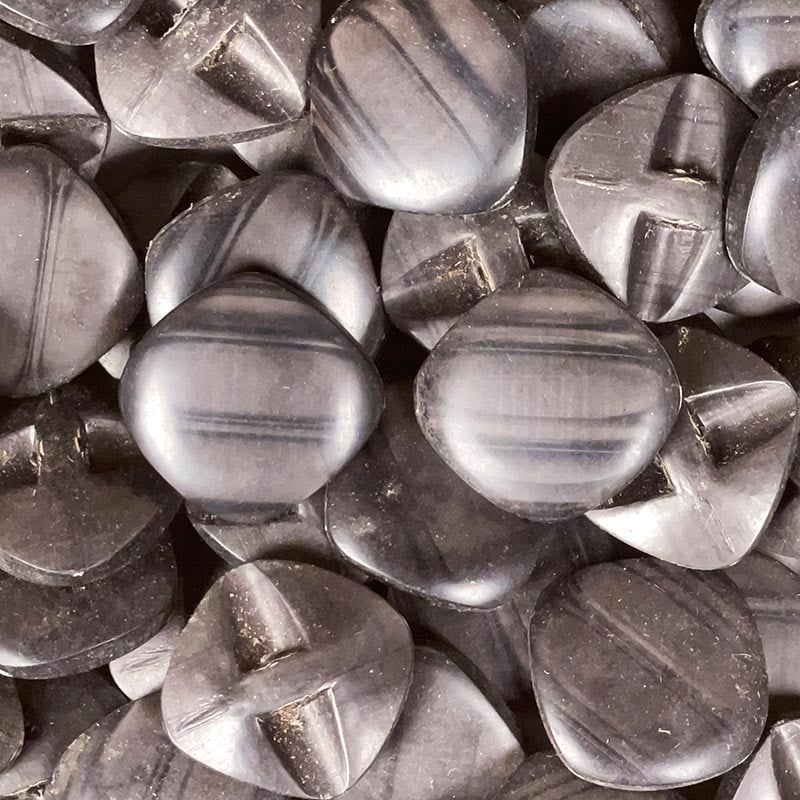 bouton ancien plastique noir gala carré grand vintage 1930 1940 1950 galalithe 23mm