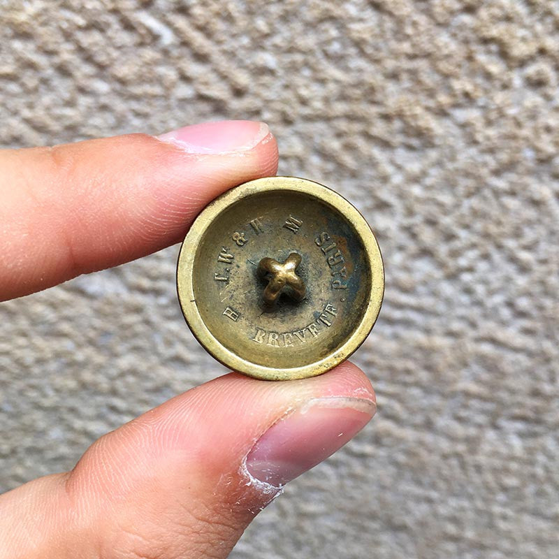 bouton ancien génie militaire TW&W Paris 23mm 1890 Ancien Vintage Militaire