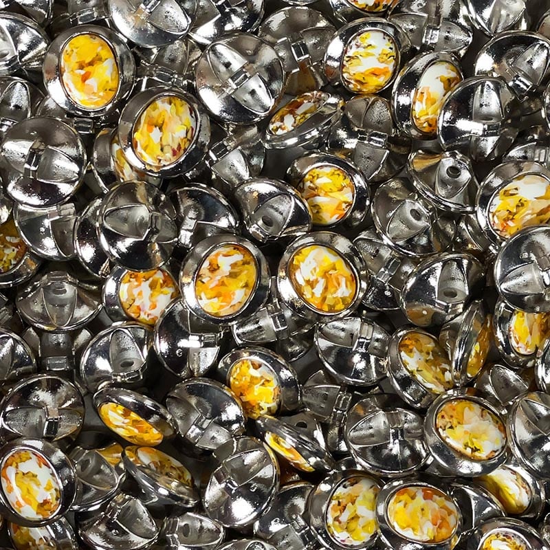 Yellow and Silver Button 18mm 1970