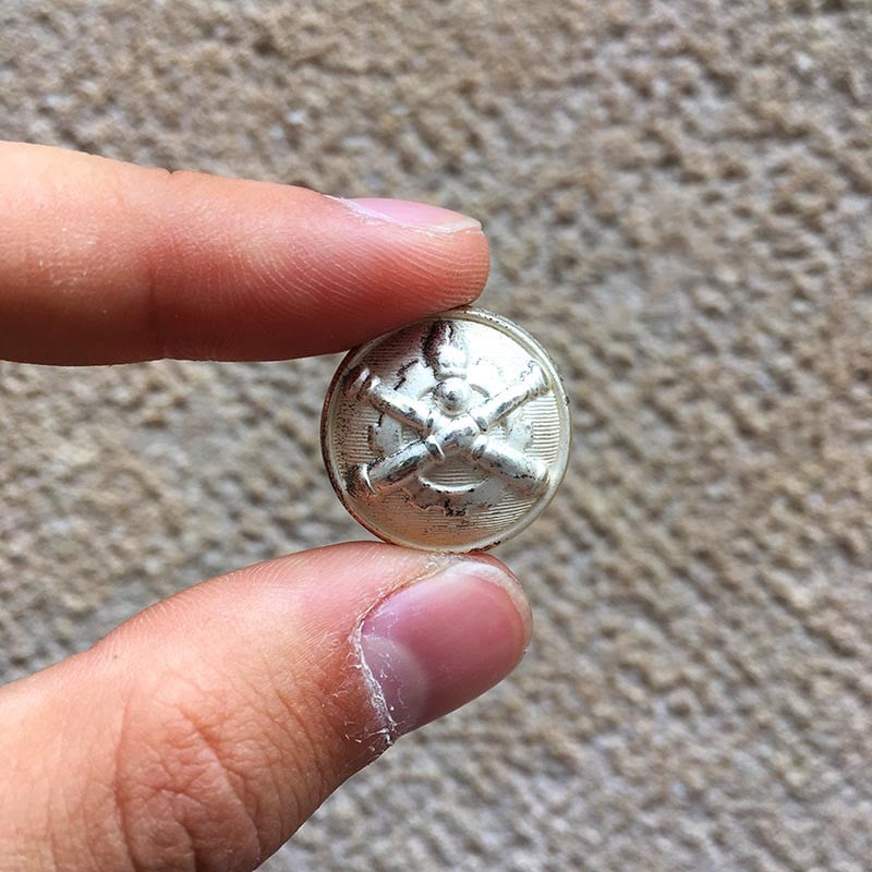 bouton ancien militaire matériel argent TW&W Paris 21mm 1930 Ancien Vintage Militaire
